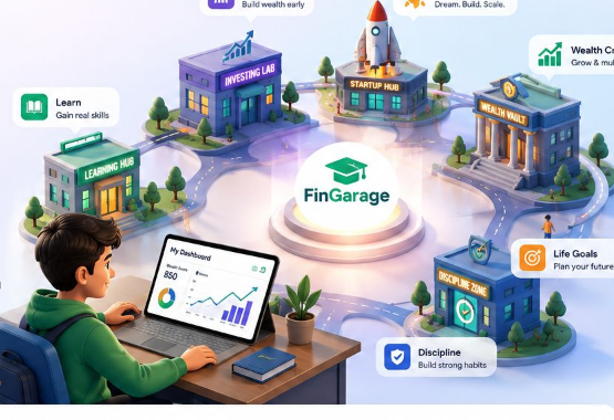 FinGarage Academy Map and Dashboard illustration